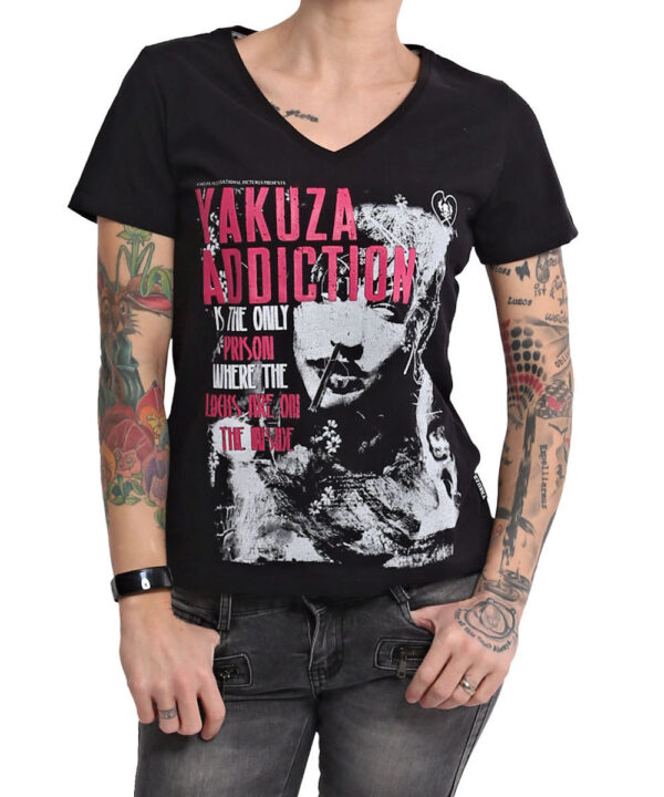 Yakuza Addiction V-Neck T-Shirt GSB-16123 schwarz