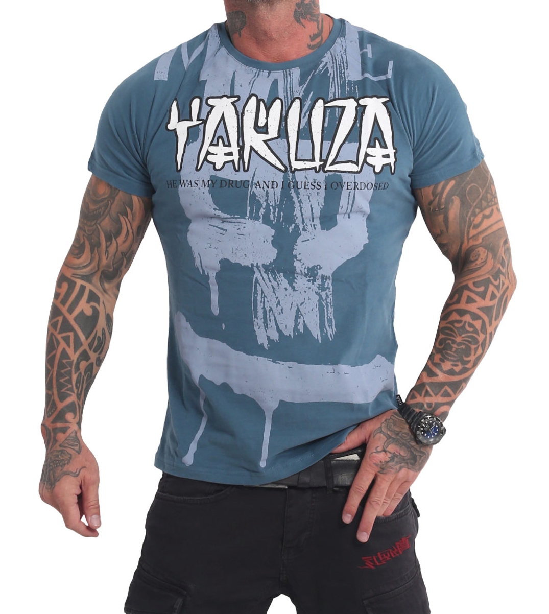 Yakuza Burning Skull T-Shirt TSB-16024 mallard blue