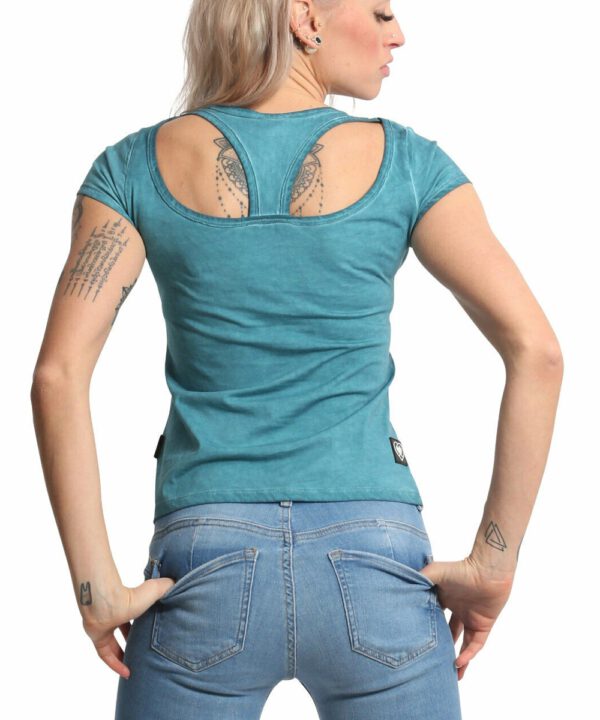 Yakuza Time Over Dye Racer Back T-Shirt biscay bay