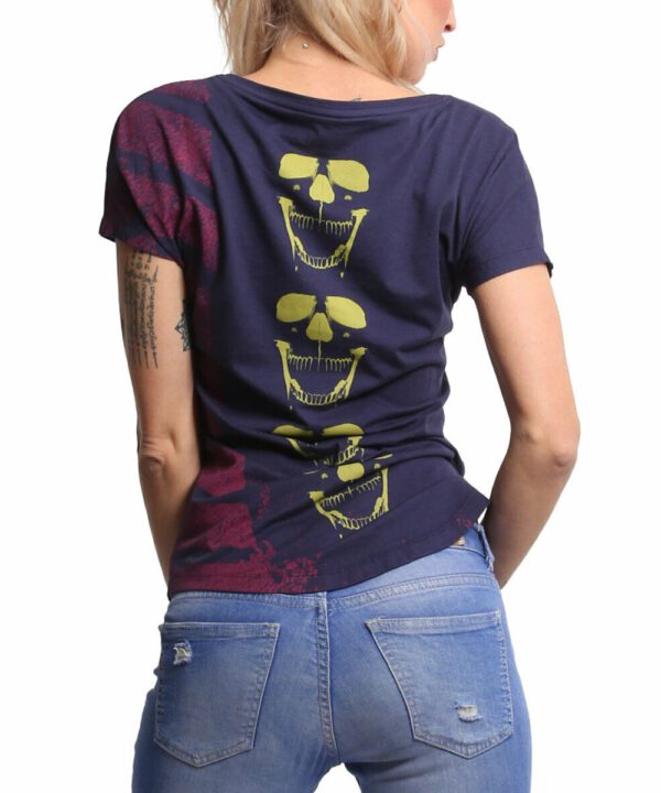 Yakuza Lighting Skull Dye V-Neck T-Shirt GSB-18135 parsian night