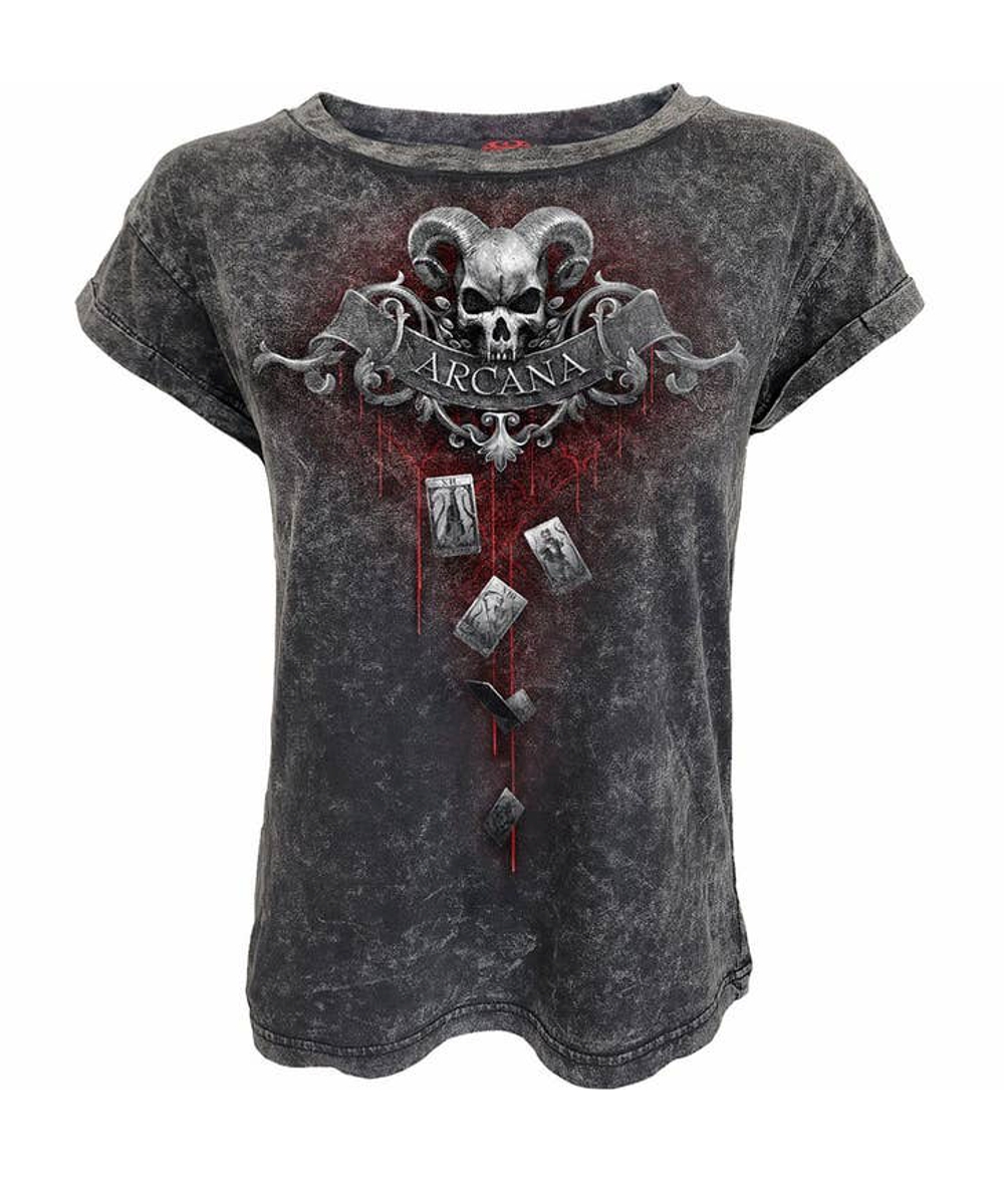 Spiral Damen T-Shirt "DEATH TAROT" acid wash