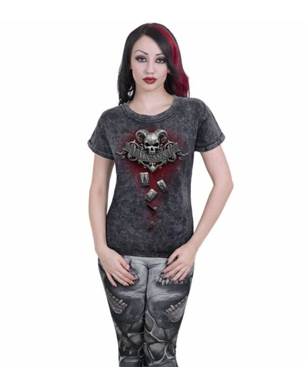 Spiral Damen T-Shirt "DEATH TAROT" acid wash