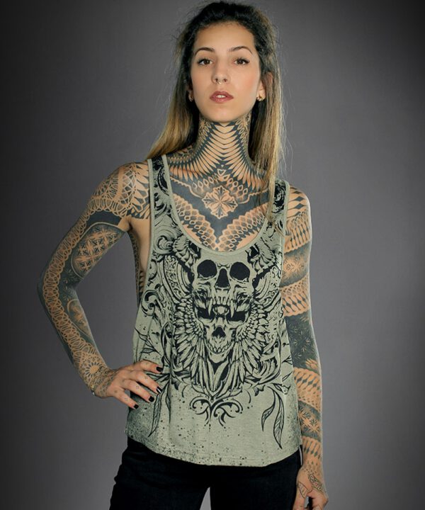 Hyraw Damen Tankt Top "SKULL WINGS"