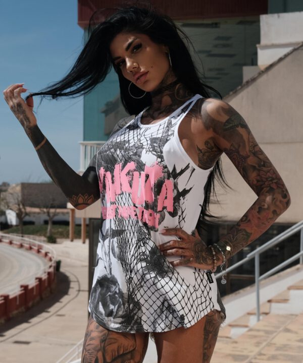 Yakuza Mesh Rose Urban Tanktop GSB-24119 weiß