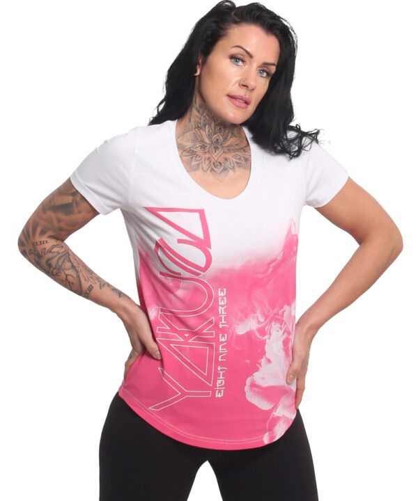 Yakuza Float Curved V-Neck T-Shirt GSB-24131 weiß