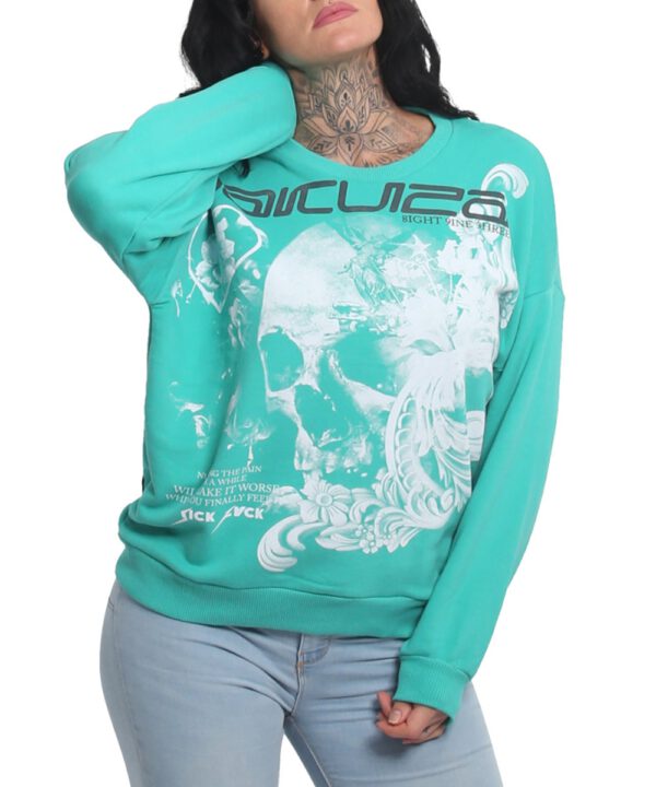 Yakuza Ornamental Skull Urban Pullover GPB-24104 turquoise