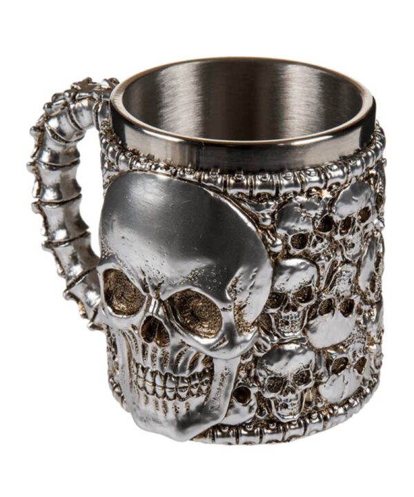 Versilberter Becher mit Edelstahleinsatz, Skulls
