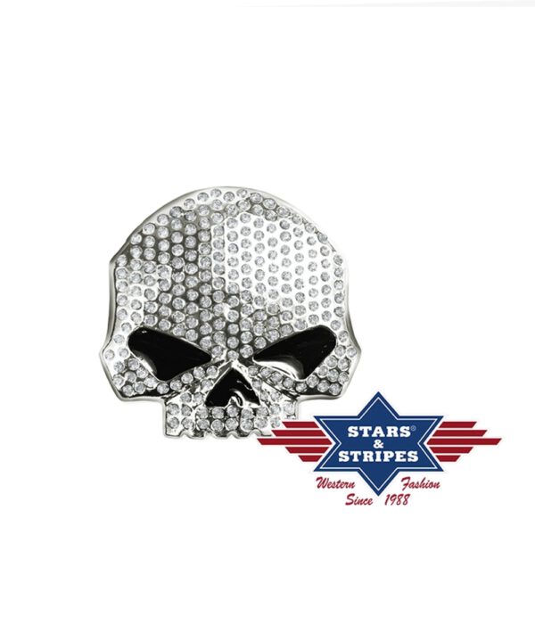 Stars & Stripes Gürtelschnalle Skull Glitzer