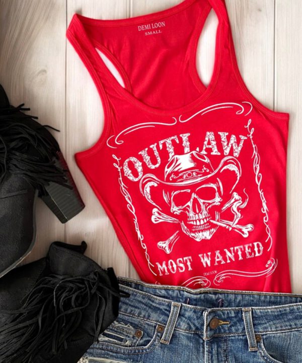 Demi Loon Outlaw Skull Cowgirl Tanktop rot