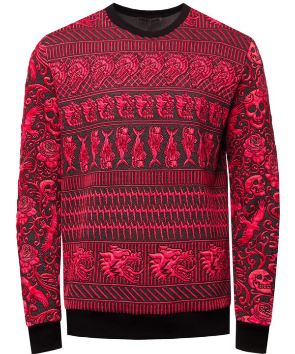 Rusty Neal Pullover roter Jacquard